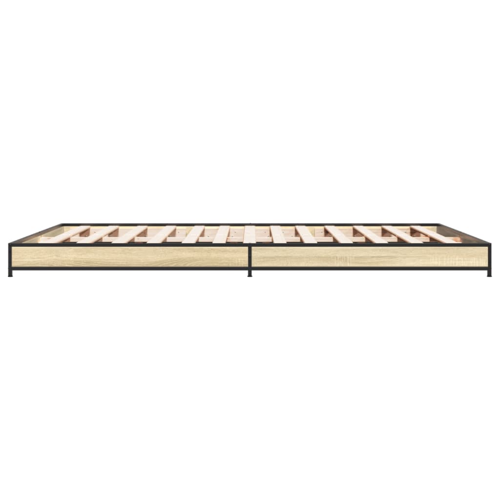 Bedframe bewerkt hout metaal sonoma eikenkleurig 120x200 cm