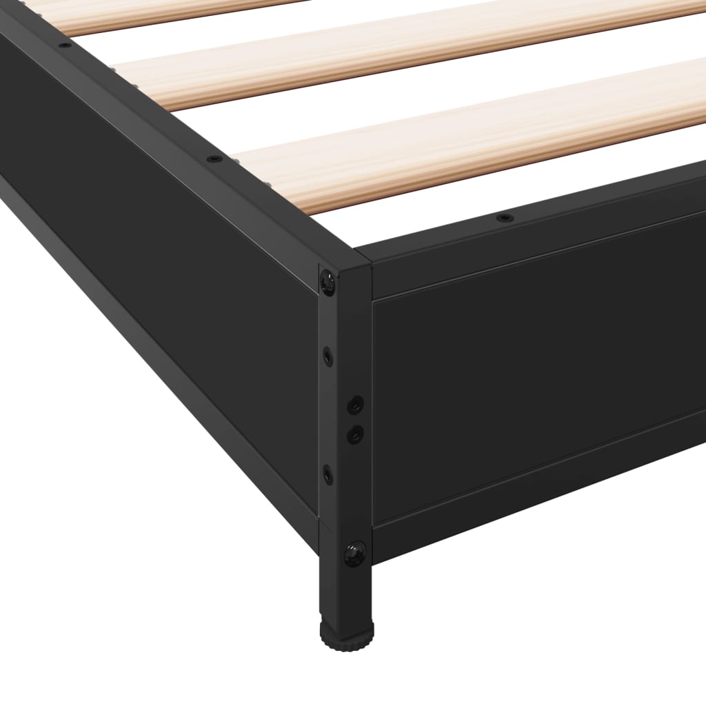 Bedframe LED bewerkt hout metaal zwart 140x190 cm