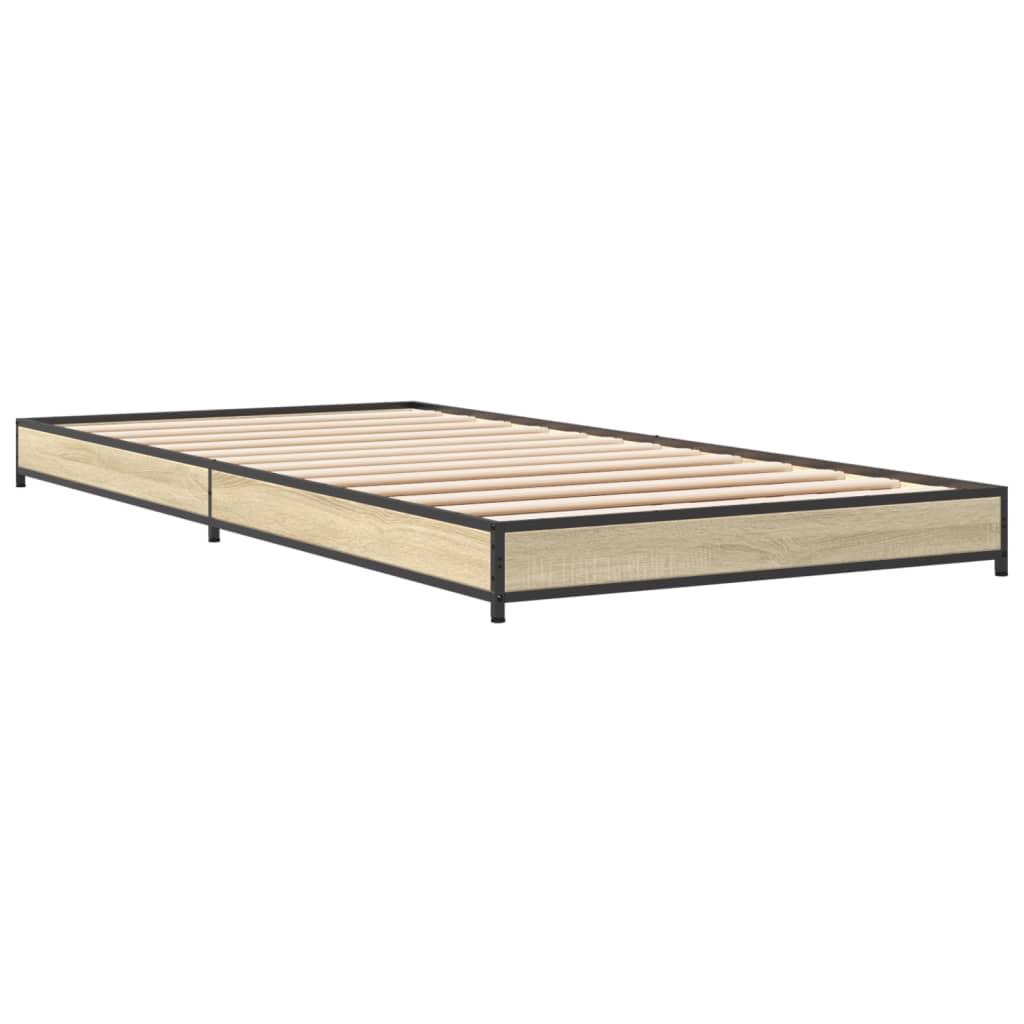 Bedframe bewerkt hout en metaal sonoma eikenkleurig 90x190 cm