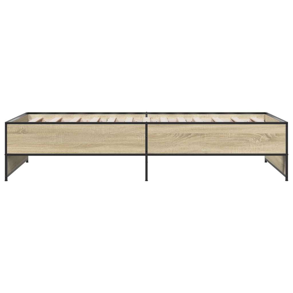 Bedframe bewerkt hout en metaal sonoma eikenkleurig 90x190 cm