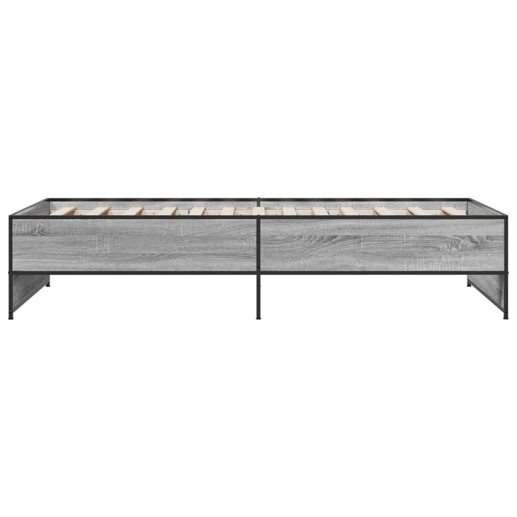 Bedframe bewerkt hout en metaal grijs sonoma eiken 75x190 cm