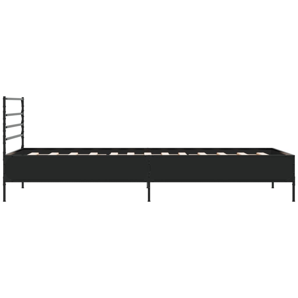 Bedframe bewerkt hout en metaal zwart 100x200 cm