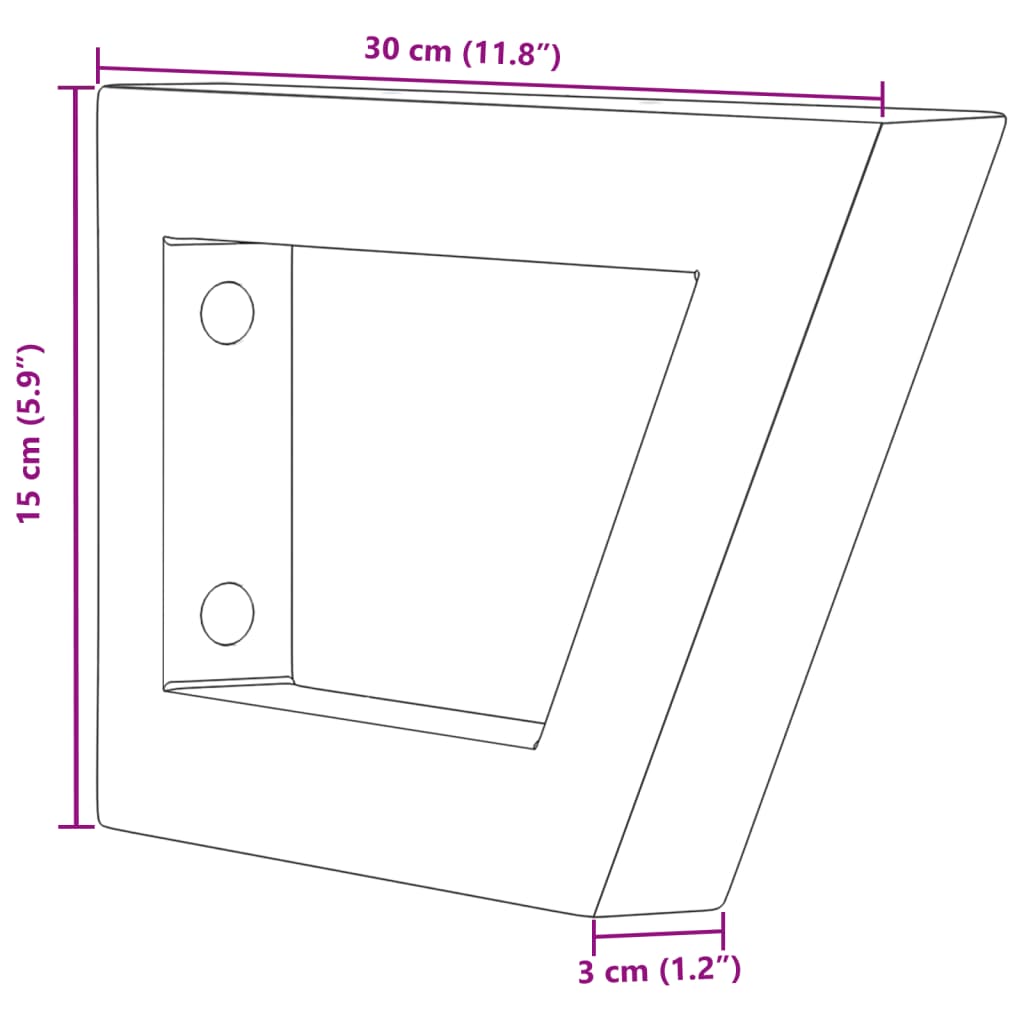 Wandbeugels voor wasbak 2 st trapezium staal wit