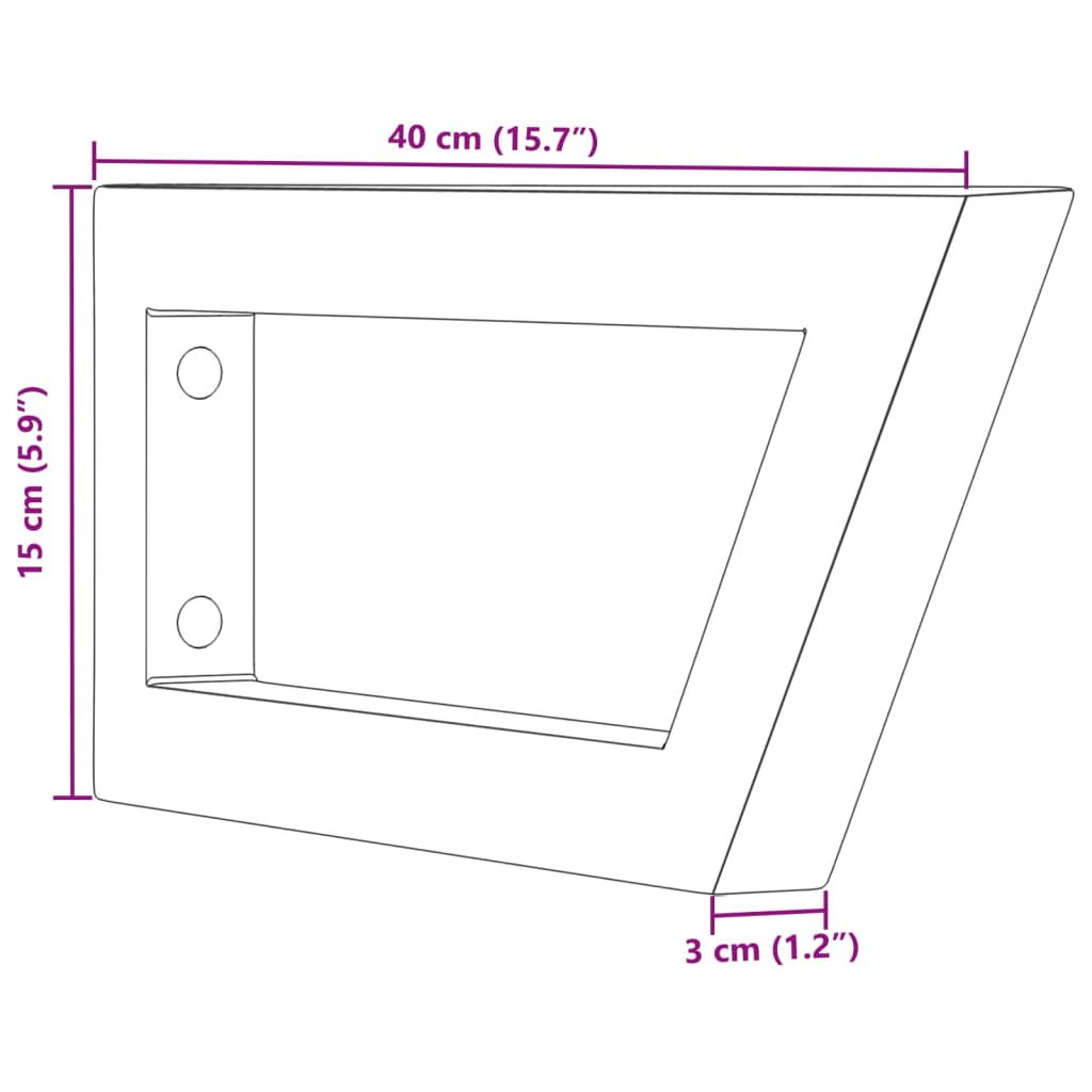 Wandbeugels voor wasbak 2 st trapezium staal wit