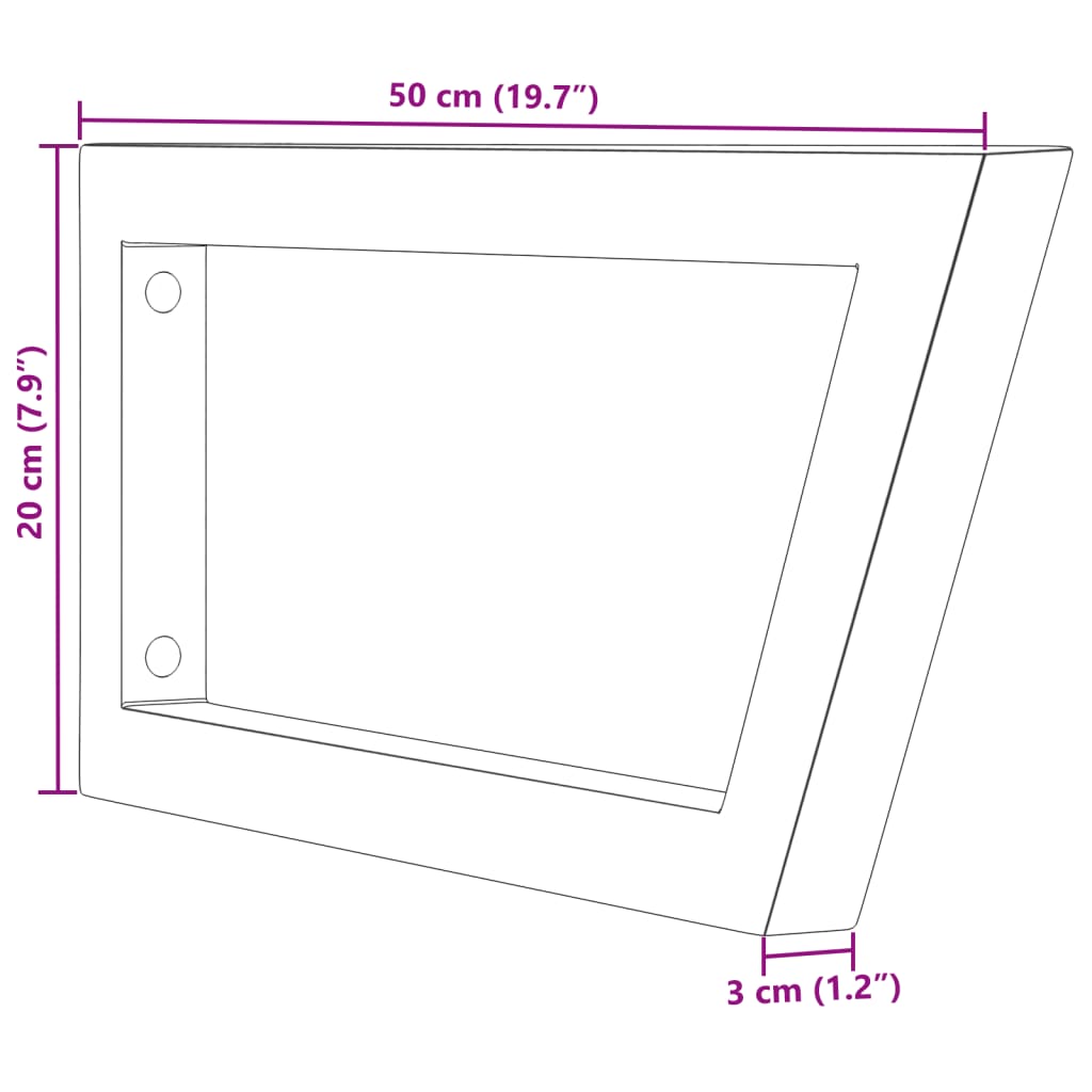 Wandbeugels voor wasbak 2 st trapezium staal wit