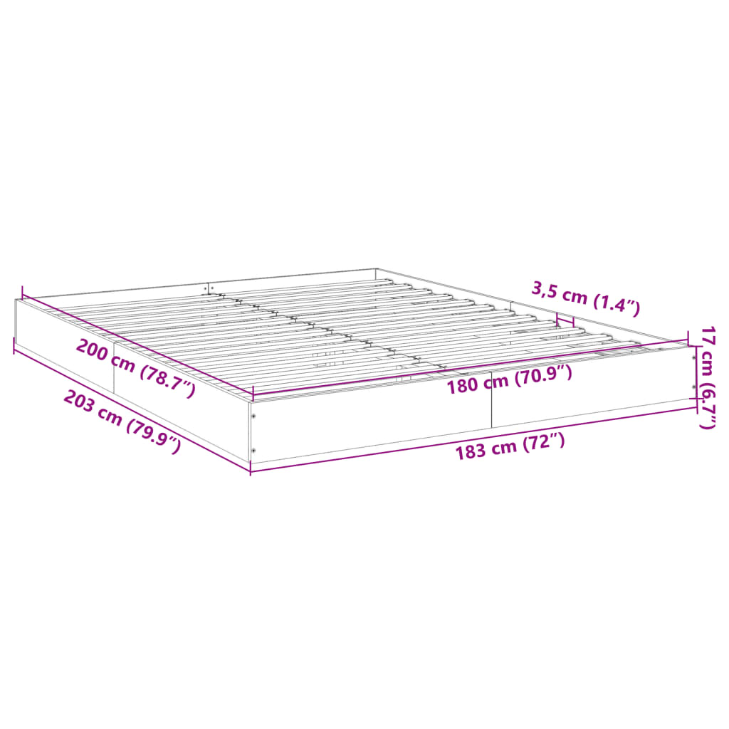 Bedframe bewerkt hout wit 180x200 cm