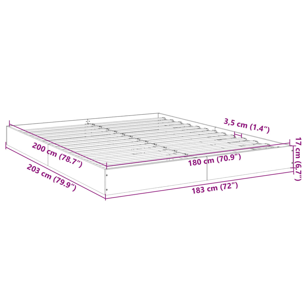 Bedframe bewerkt hout zwart 180x200 cm