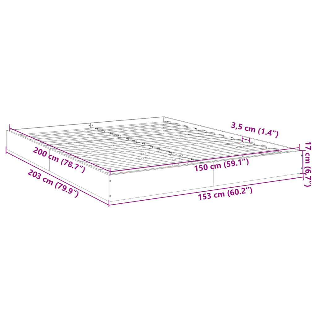 Bedframe bewerkt hout zwart 150x200 cm