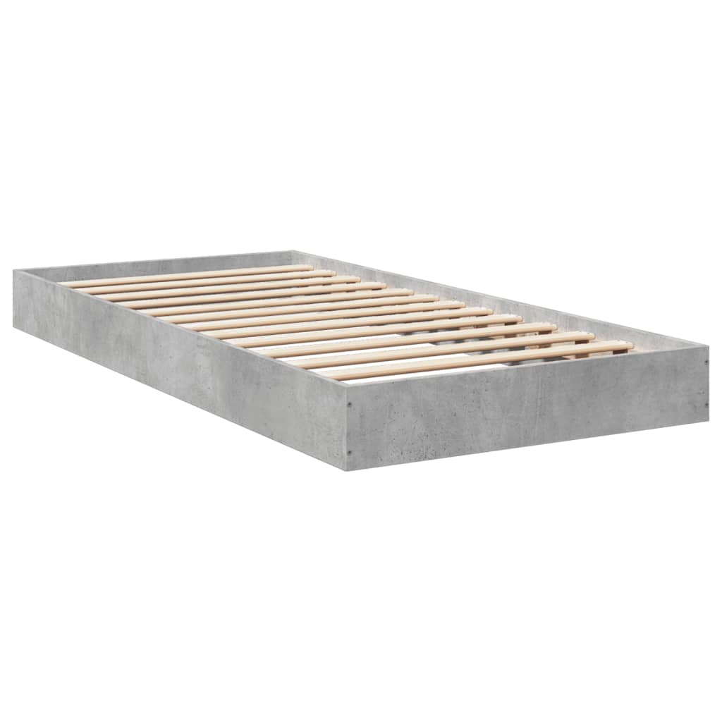 Bedframe bewerkt hout betongrijs 75x190 cm