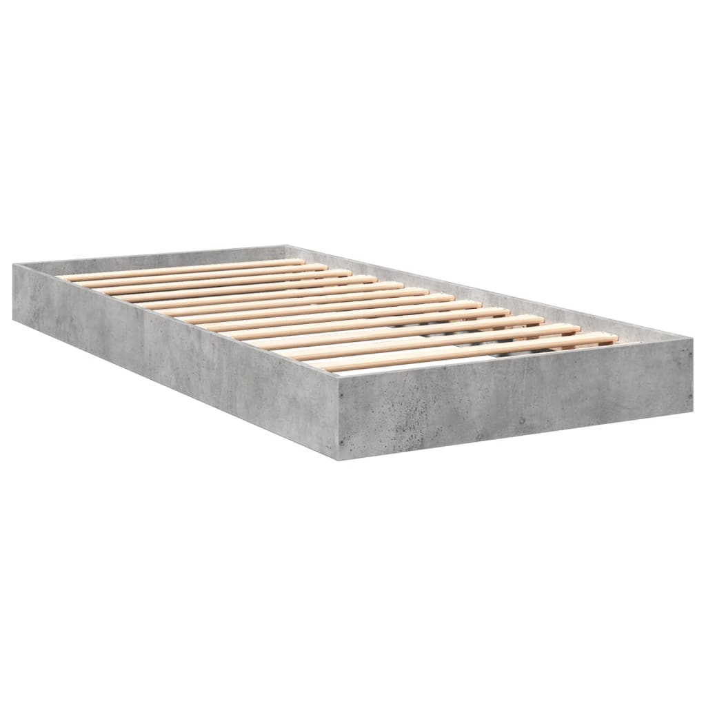 Bedframe bewerkt hout betongrijs 75x190 cm