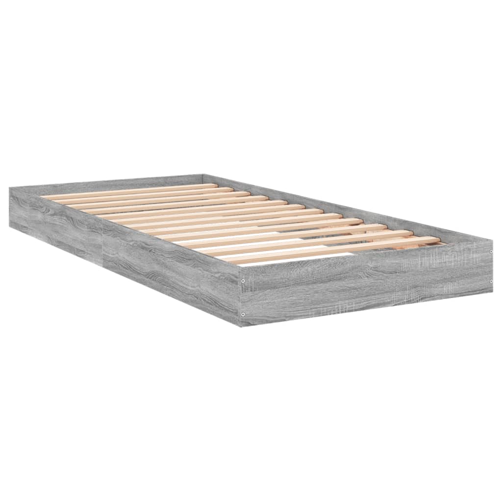 Bedframe bewerkt hout grijs sonoma eikenkleurig 75x190 cm