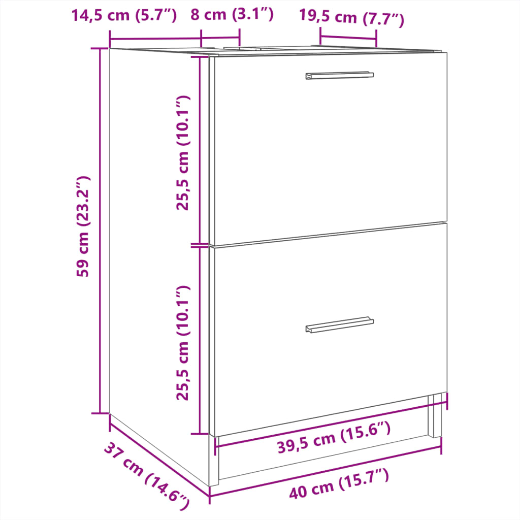 Wastafelkast 40x37x59 cm bewerkt hout betongrijs