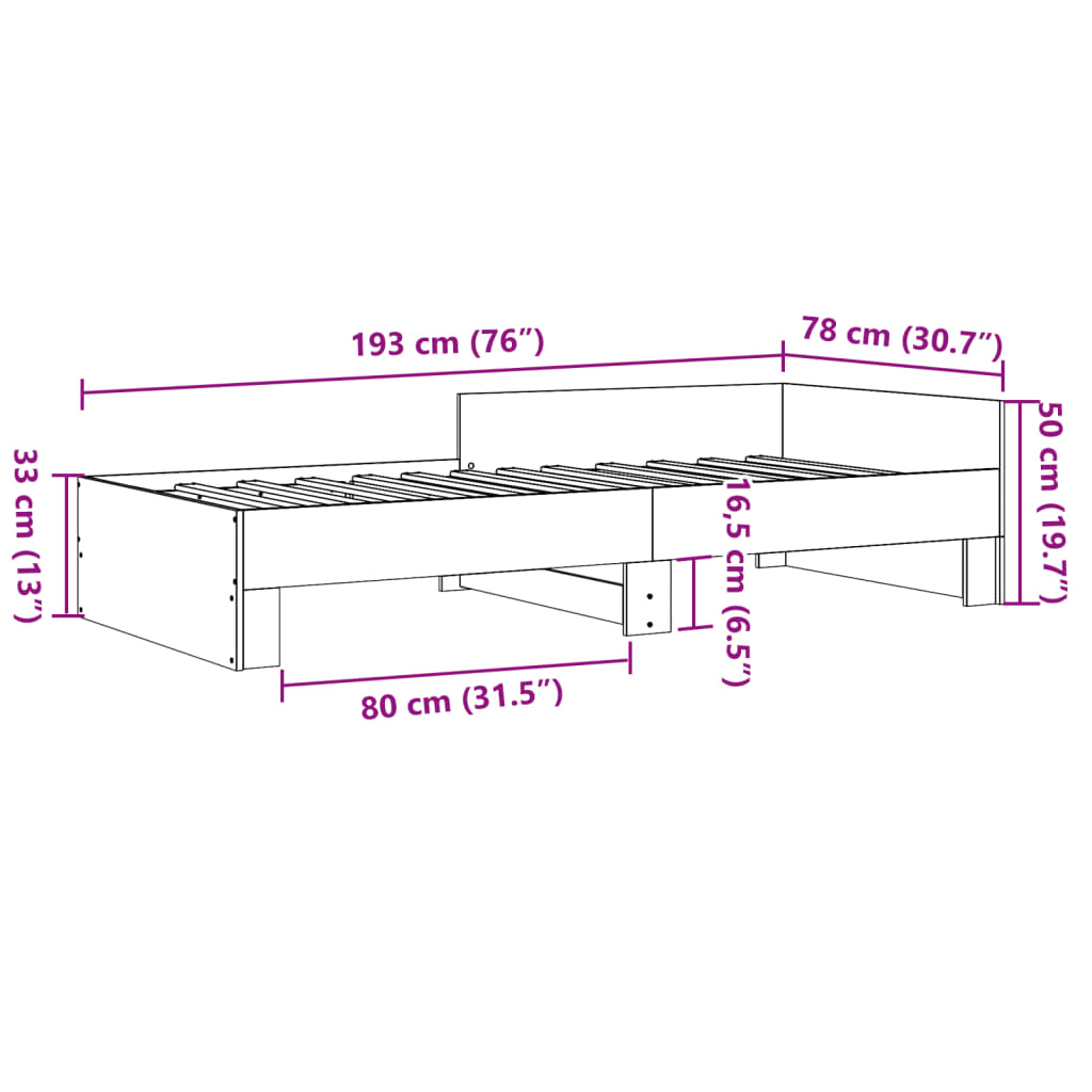 Bedframe bewerkt hout zwart 75x190 cm