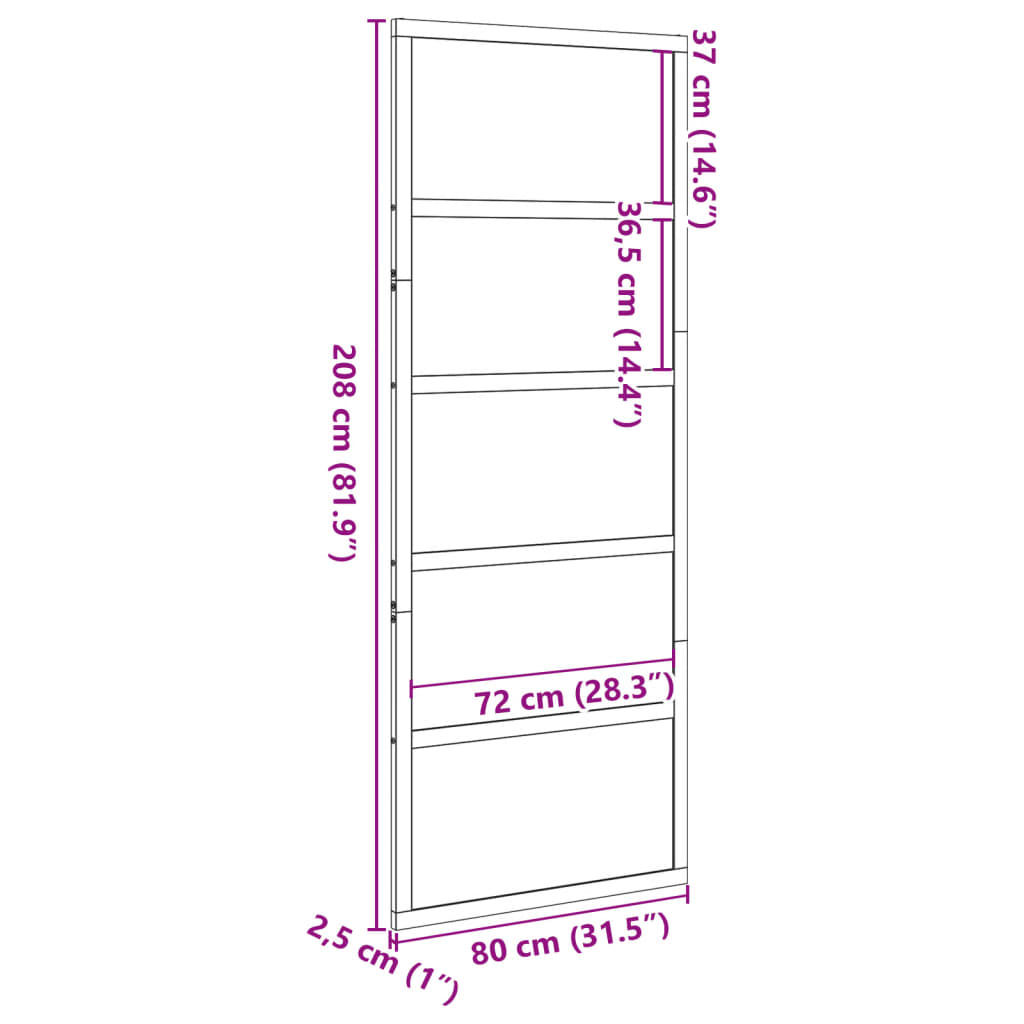 Schuifdeur 80x208 cm massief grenenhout wasbruin