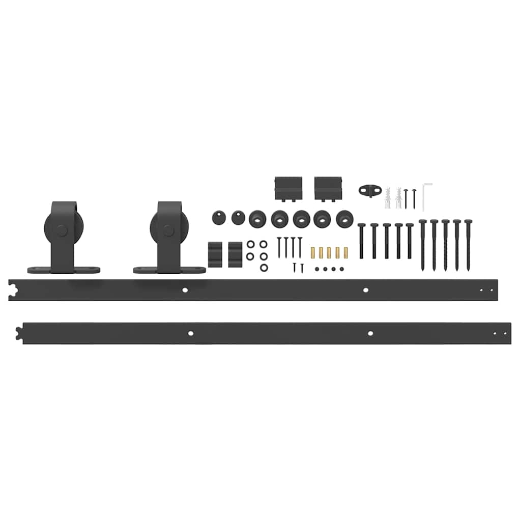 Doos met onderdelen voor schuifdeur 183 cm staal zwart