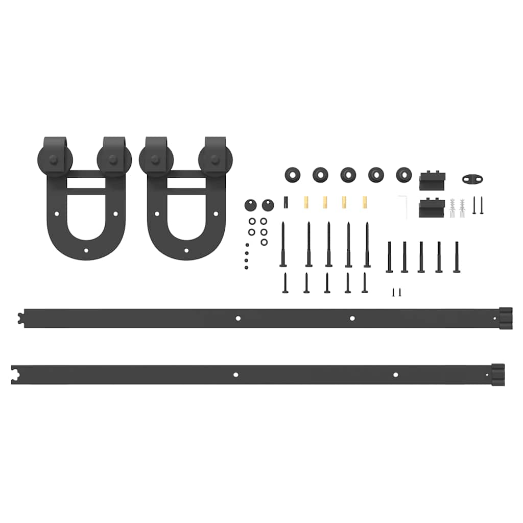 Doos met onderdelen voor schuifdeur 200 cm staal zwart