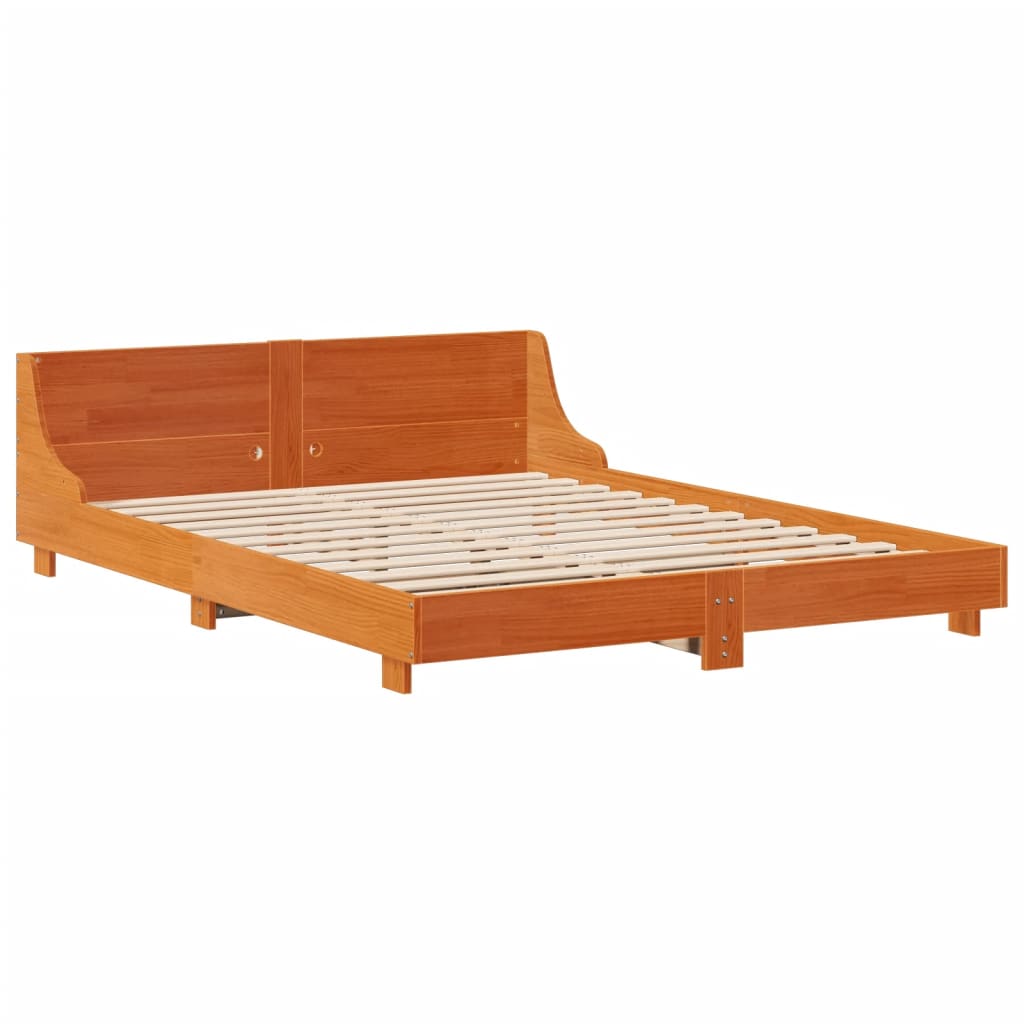 Bed met matras massief grenenhout wasbruin 140x190 cm