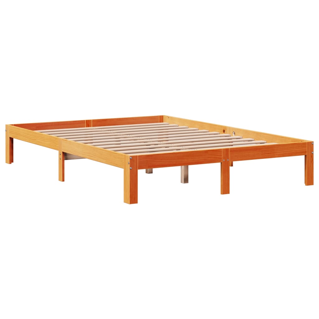 Bed met matras massief grenenhout wasbruin 140x190 cm