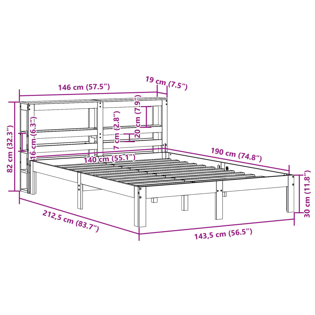 Bed met matras massief grenenhout wasbruin 140x190 cm