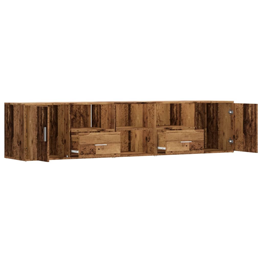 Hoekkast 200x40x45 cm bewerkt hout oud houtkleurig