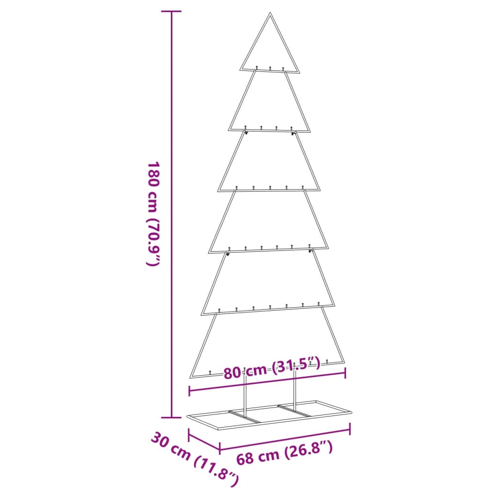 Kerstdecoratie kerstboom 180 cm metaal zwart