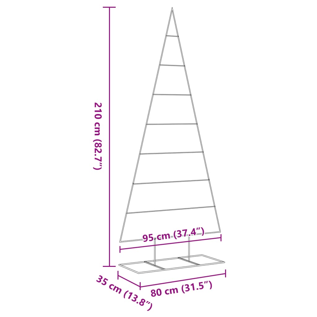 Kerstdecoratie kerstboom 210 cm metaal zwart