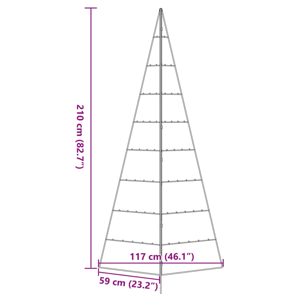 Kerstdecoratie kerstboom 210 cm metaal zwart