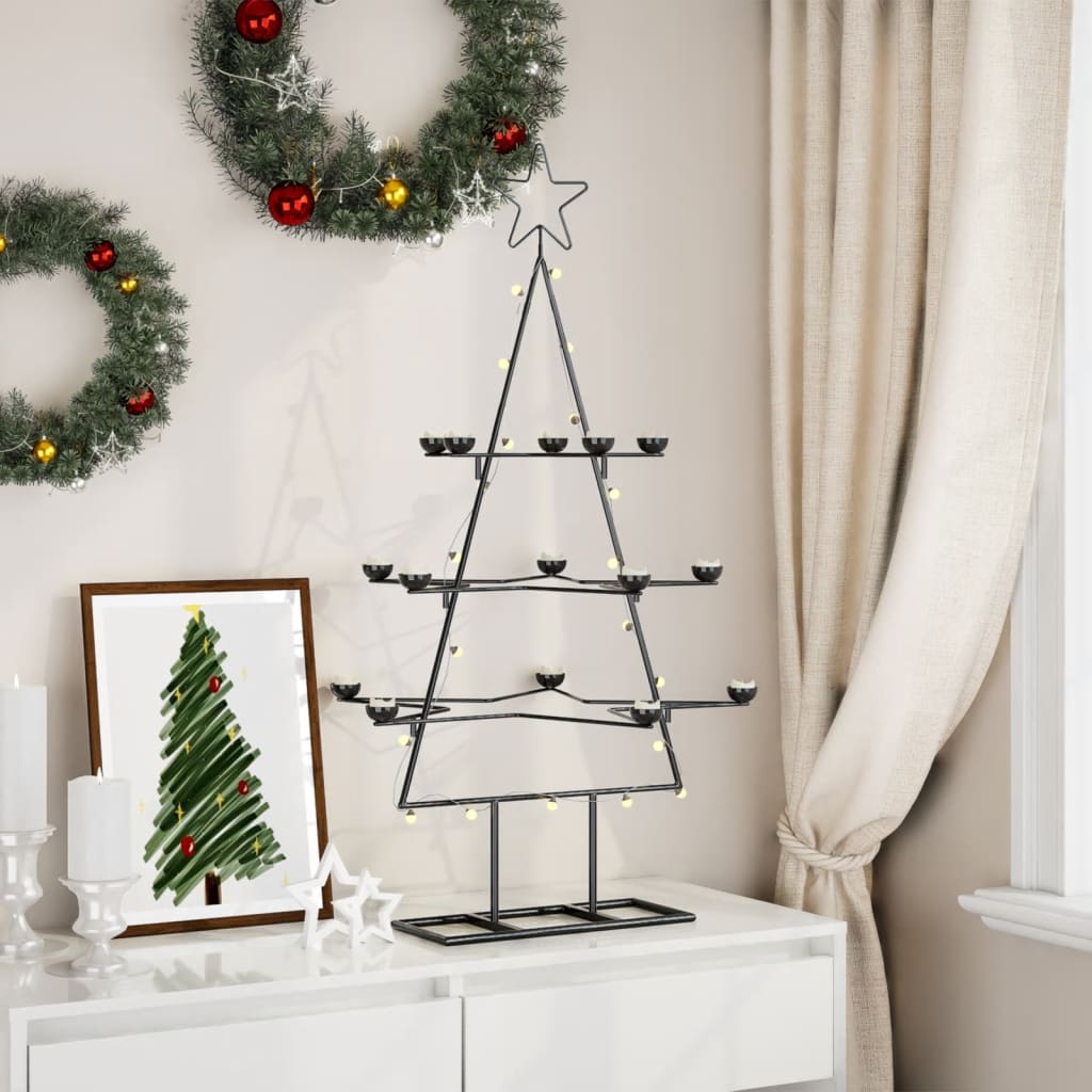 Kerstdecoratie kerstboom 105 cm metaal zwart