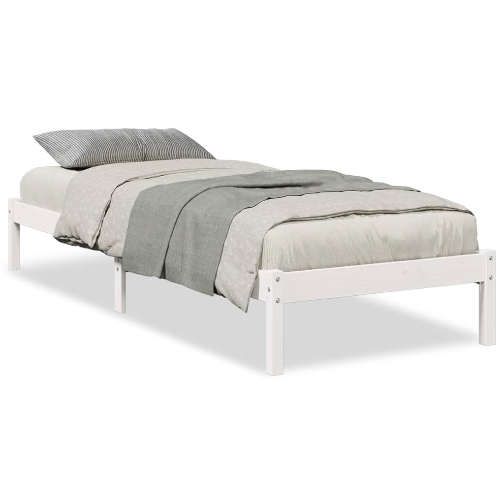 Bedframe extra lang zonder matras grenenhout wit 80x210 cm