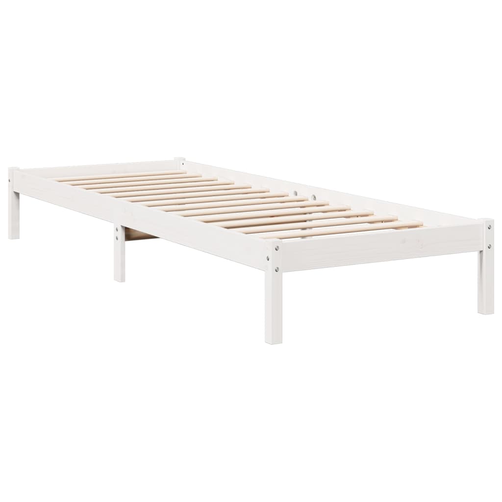 Bedframe extra lang zonder matras grenenhout wit 80x210 cm