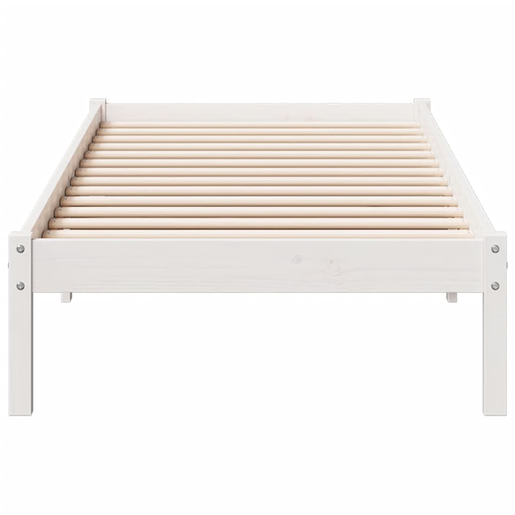 Bedframe extra lang zonder matras grenenhout wit 80x210 cm