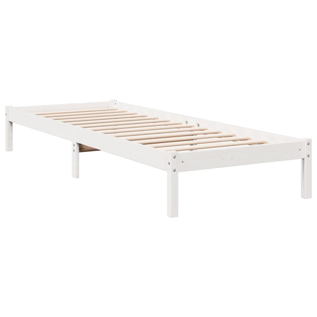 Bedframe extra lang zonder matras grenenhout wit 80x210 cm