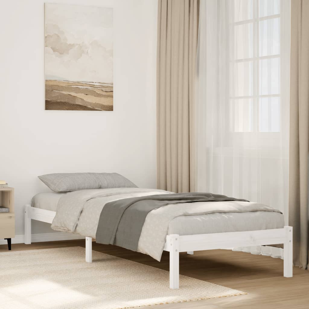 Bedframe extra lang zonder matras grenenhout wit 80x210 cm