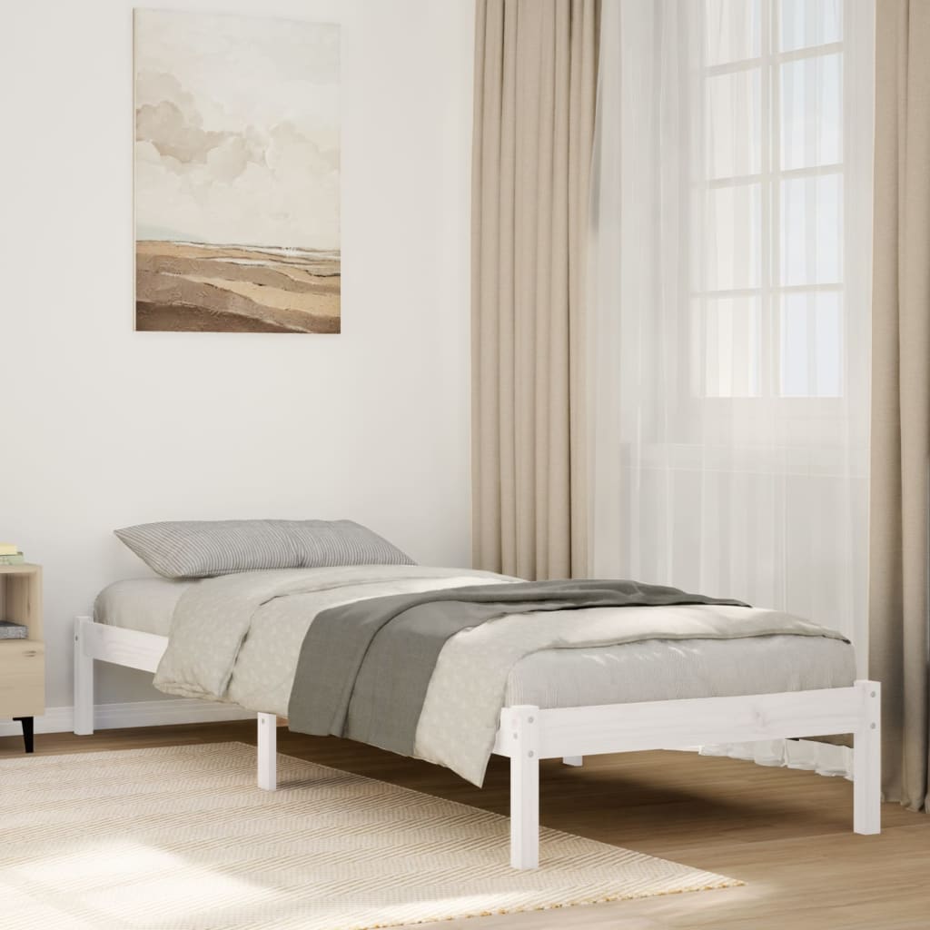 Bedframe extra lang zonder matras grenenhout wit 80x220 cm