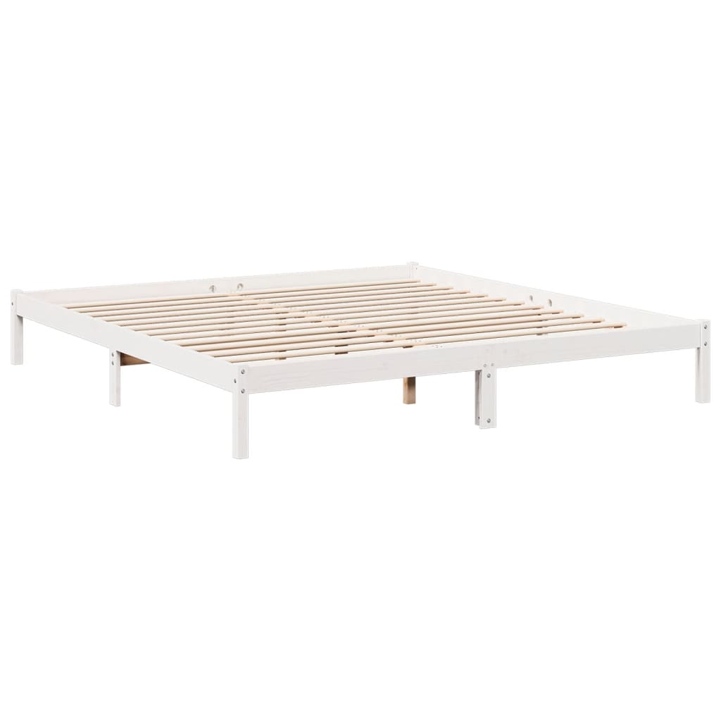 Bedframe extra lang zonder matras grenenhout wit 180x220 cm