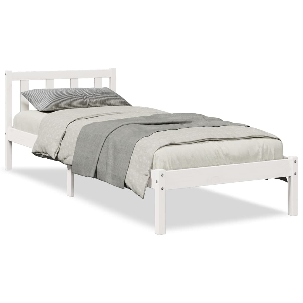 Bedframe extra lang zonder matras grenenhout wit 80x210 cm