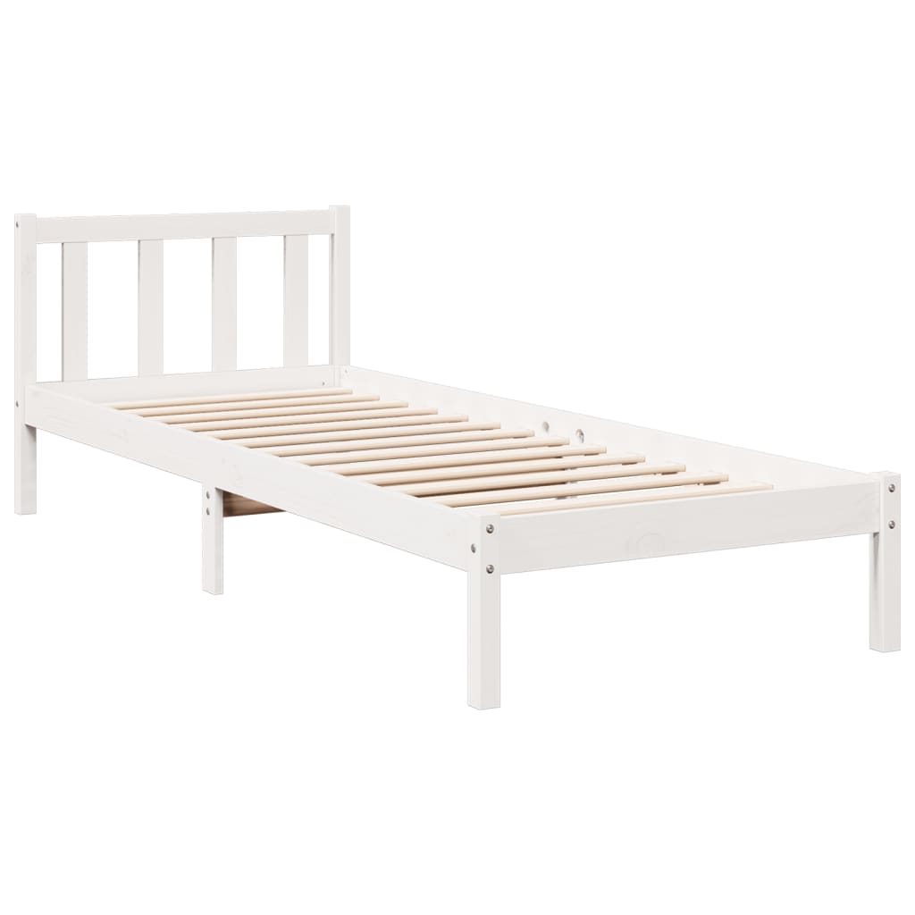 Bedframe extra lang zonder matras grenenhout wit 80x210 cm