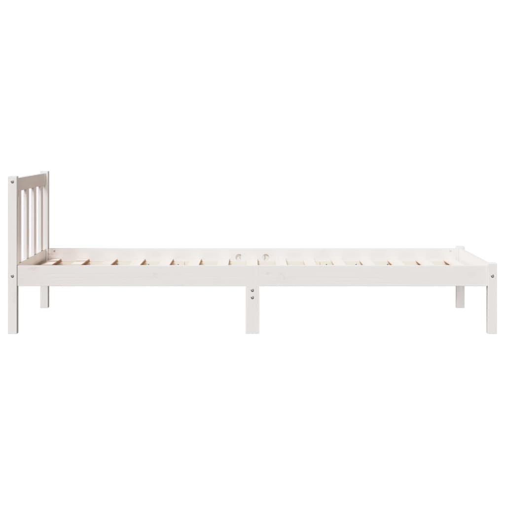 Bedframe extra lang zonder matras grenenhout wit 80x210 cm