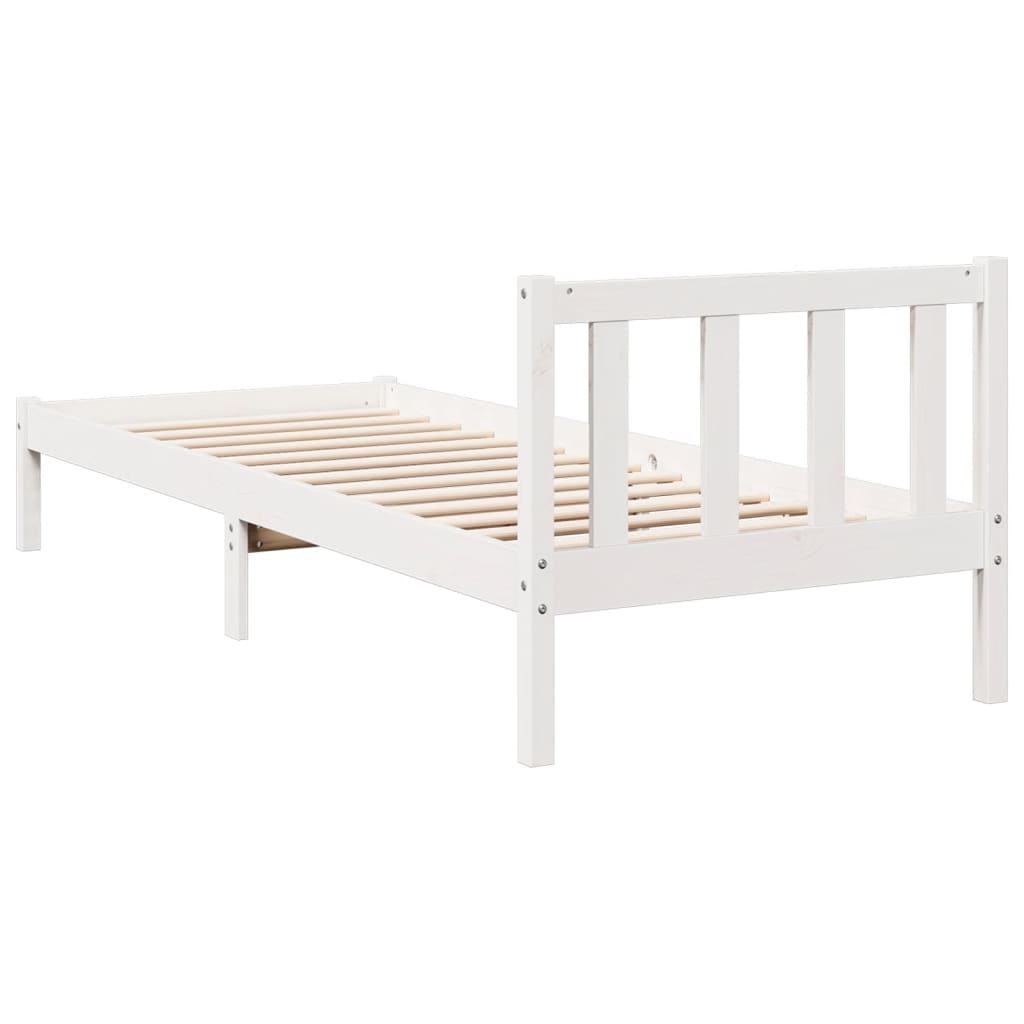 Bedframe extra lang zonder matras grenenhout wit 80x210 cm