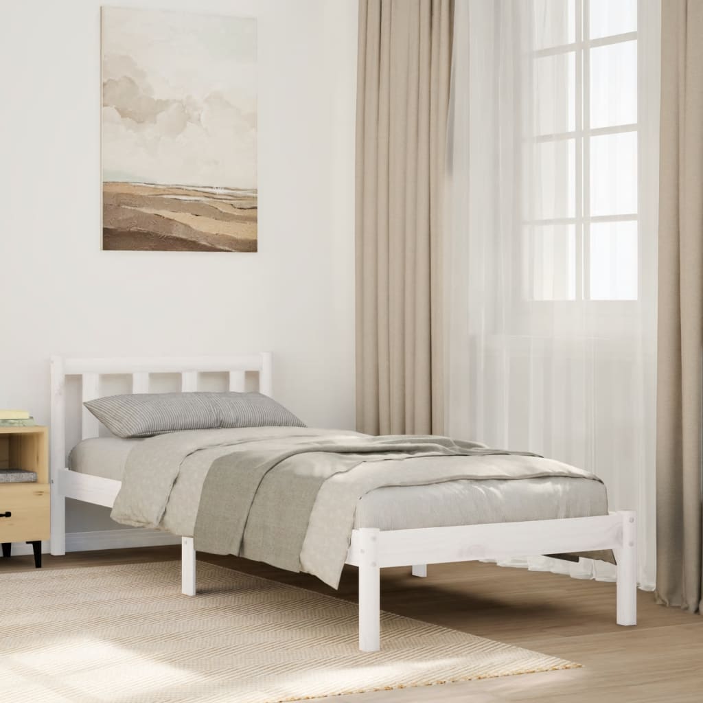 Bedframe extra lang zonder matras grenenhout wit 80x210 cm