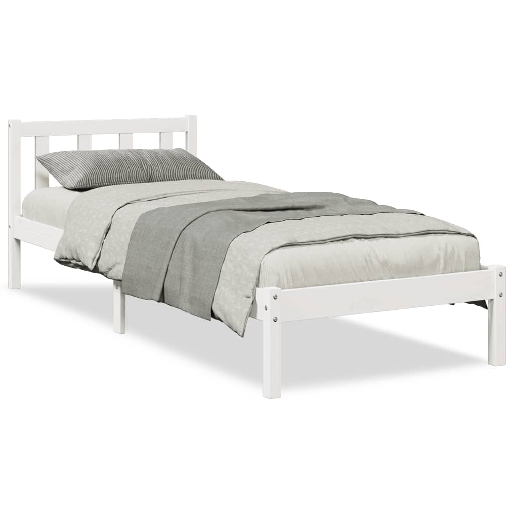 Bedframe extra lang zonder matras grenenhout wit 90x210 cm