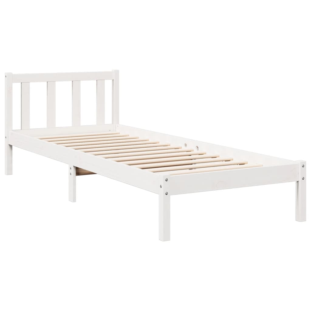 Bedframe extra lang zonder matras grenenhout wit 90x210 cm