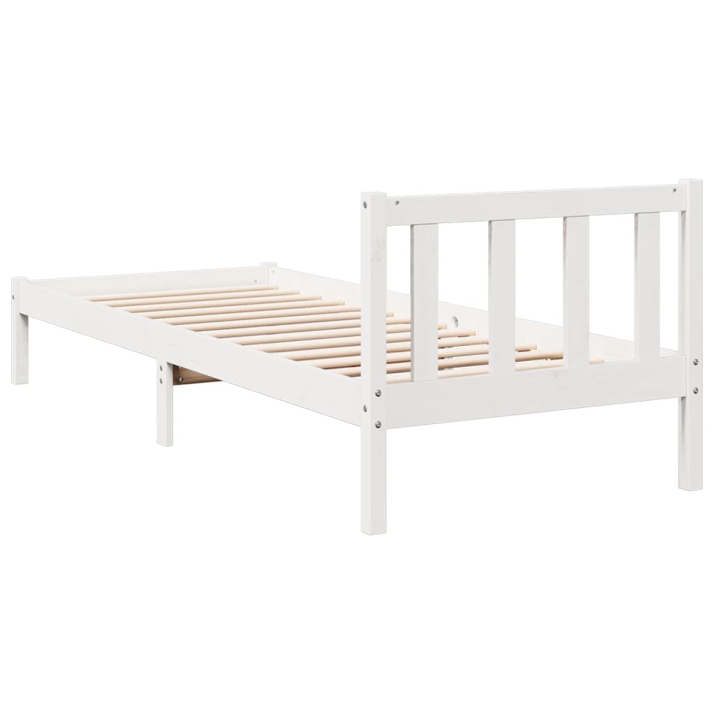 Bedframe extra lang zonder matras grenenhout wit 90x210 cm