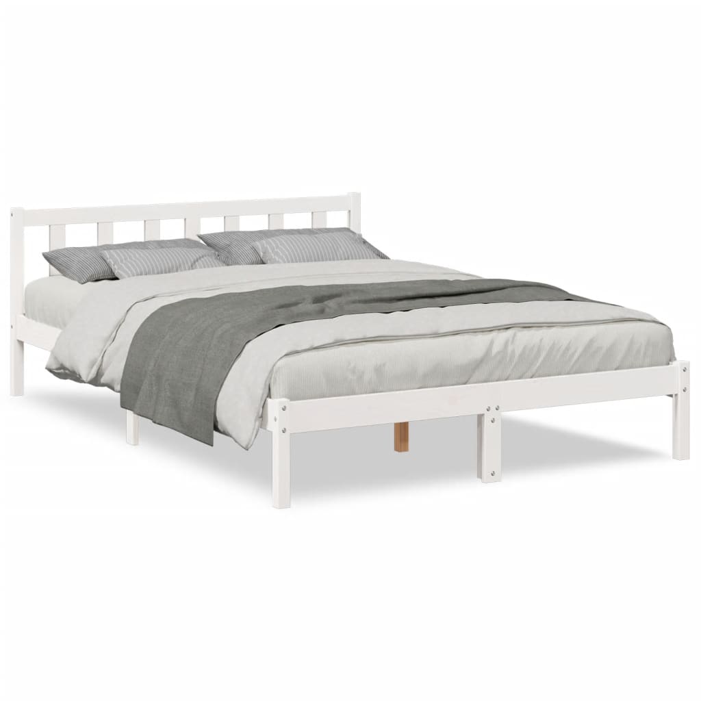 Bedframe extra lang zonder matras grenenhout wit 140x210 cm