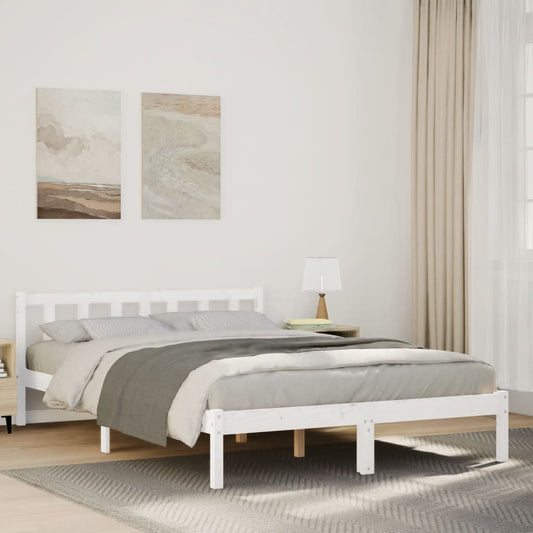 Bedframe extra lang zonder matras grenenhout wit 140x210 cm