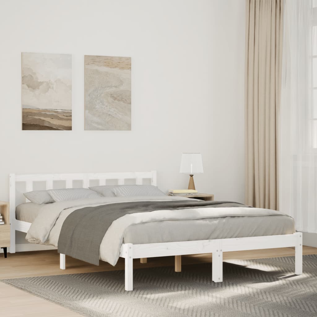 Bedframe extra lang zonder matras grenenhout wit 160x210 cm