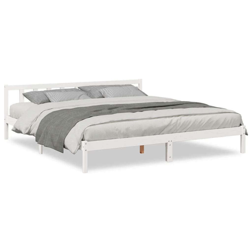 Bedframe extra lang zonder matras grenenhout wit 200x210 cm