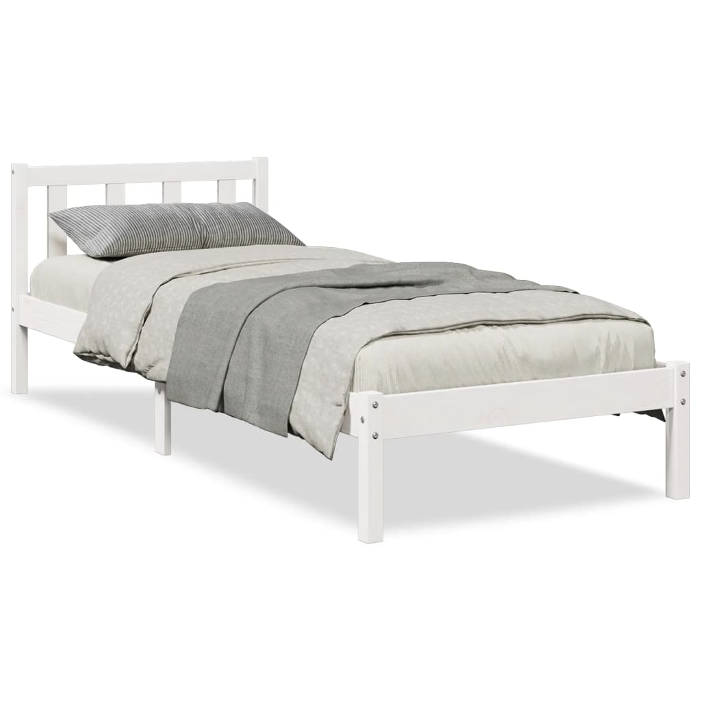 Bedframe extra lang zonder matras grenenhout wit 80x220 cm