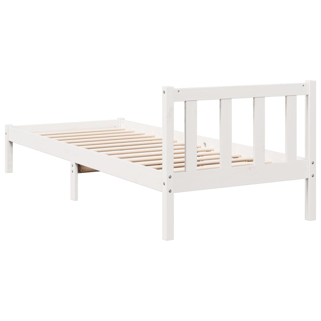 Bedframe extra lang zonder matras grenenhout wit 80x220 cm