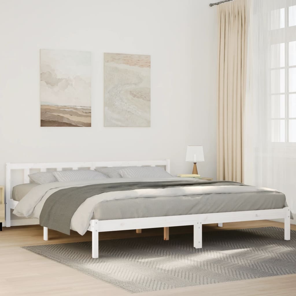 Bedframe extra lang zonder matras grenenhout wit 180x220 cm